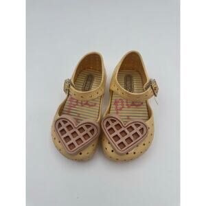 Mini Melissa Shoes Waffle Heart Pink Hook & Loop Toddler Size 6 Toddler